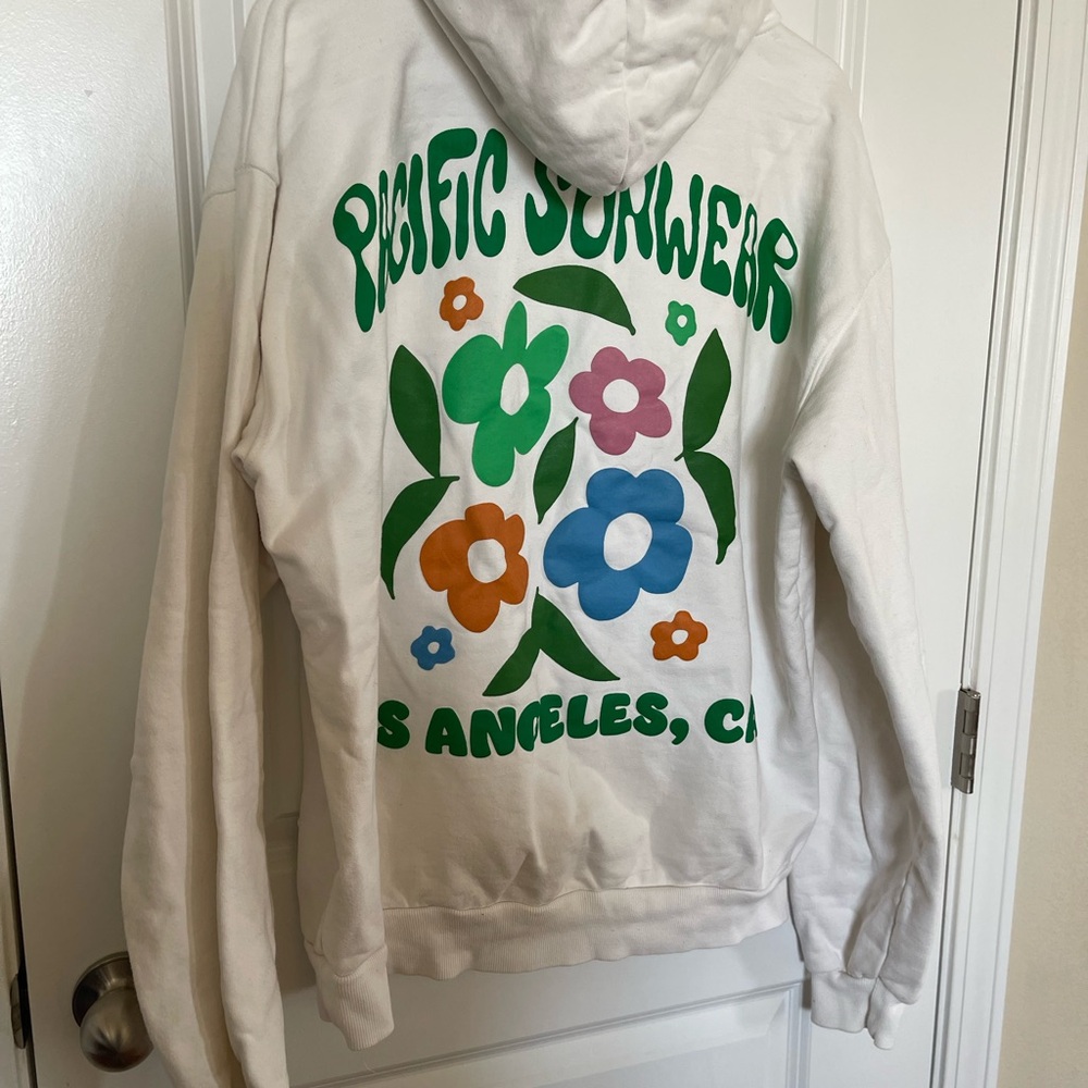 PacSun White Hoodie with Colorful Floral Design
